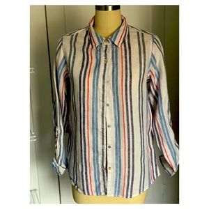 100% Linen, Striped button down